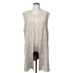 Vintage Chico’s Design Linen Cotton Blend Sleeveless Tunic Vest Beige Textured